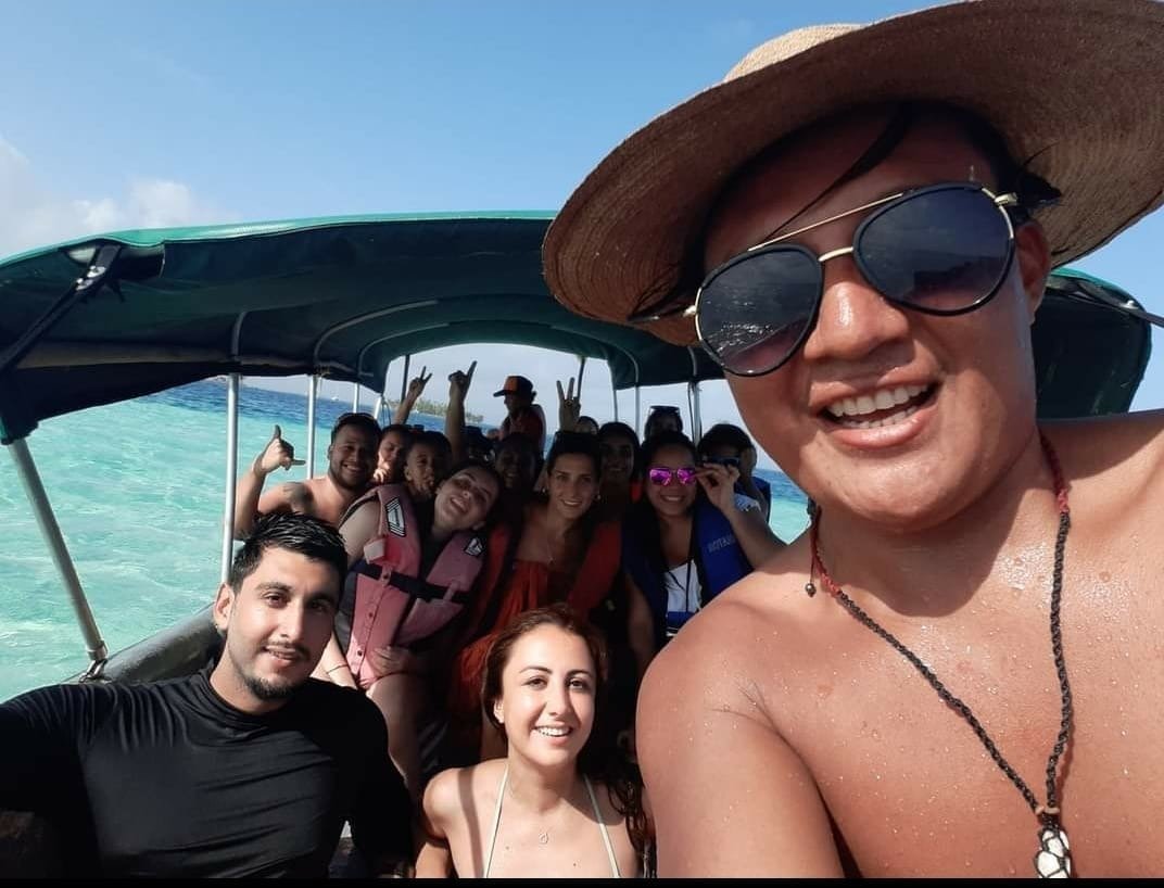 Selfie a bordo de la lancha rumbo a las islas