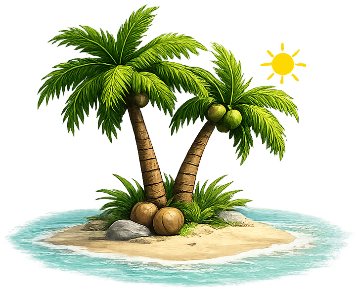 Isla con palmeras, piscinas naturales de San Blas