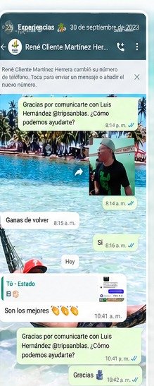 Captura de conversación de WhatsApp: cliente calificando el servicio como el mejor